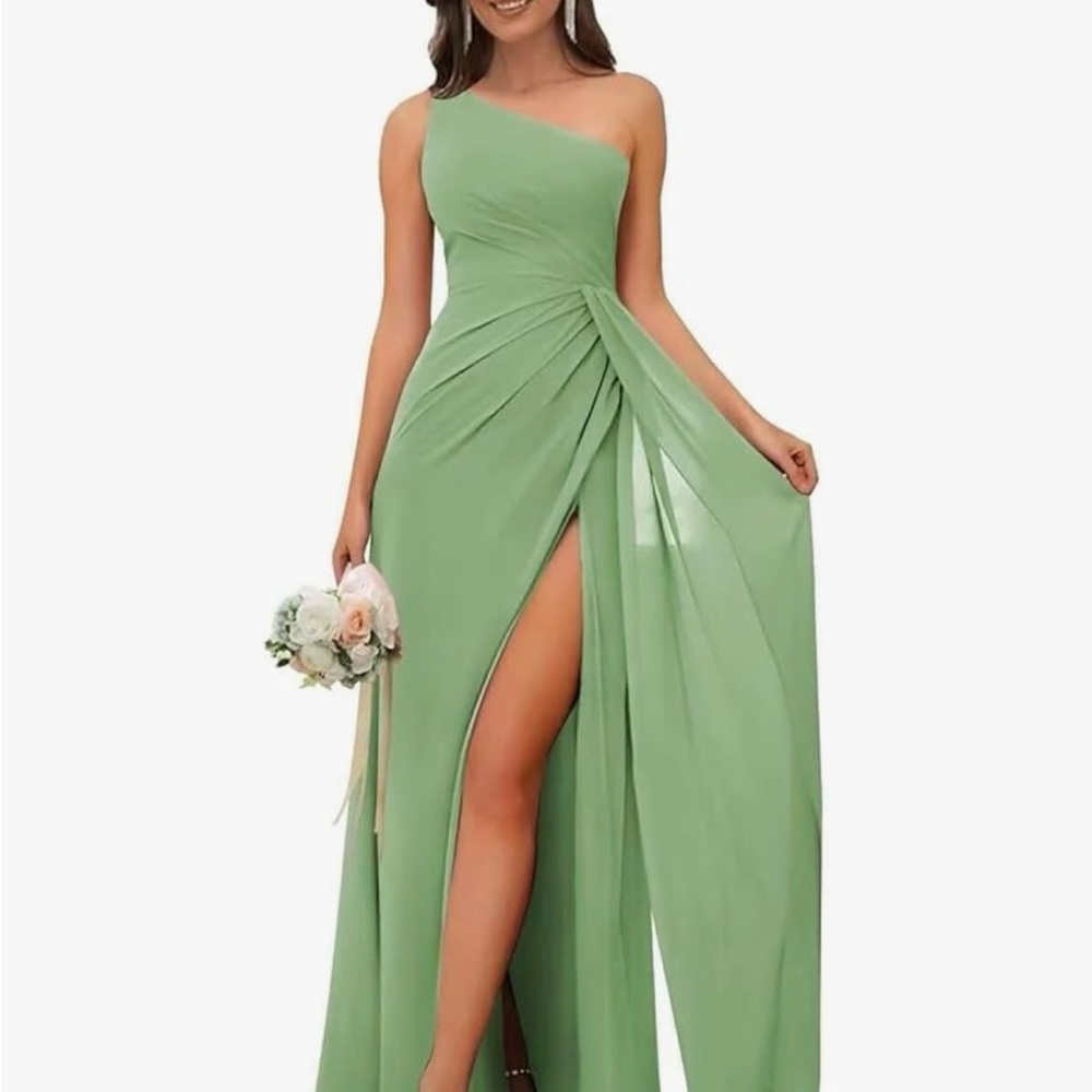 One-Shoulder Sage Dress